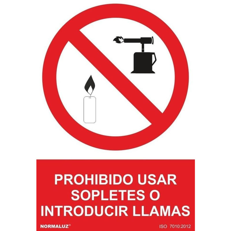 Señal Prohibido Usar Sopletes O Introducir Llamas Con Tintas UV  200 x 300 mm - ADHESIVOS DE VINILO