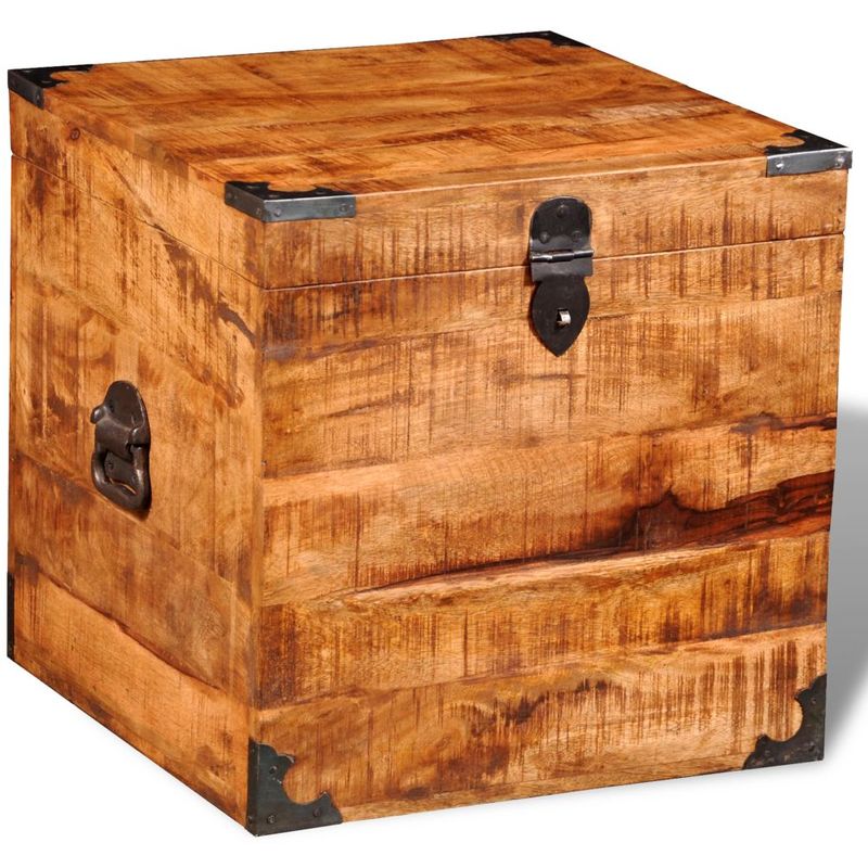 Baúl de almacenamiento cúbico de madera de mango rugosa - VIDAXL