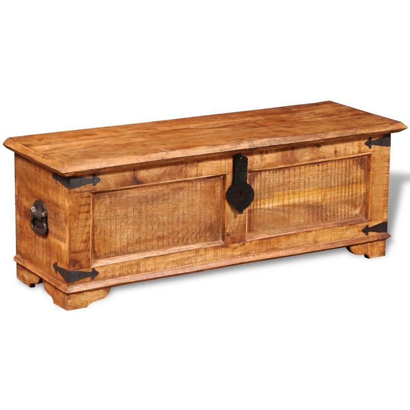 Baúl de almacenamiento de madera de mango rugosa - Hommoo