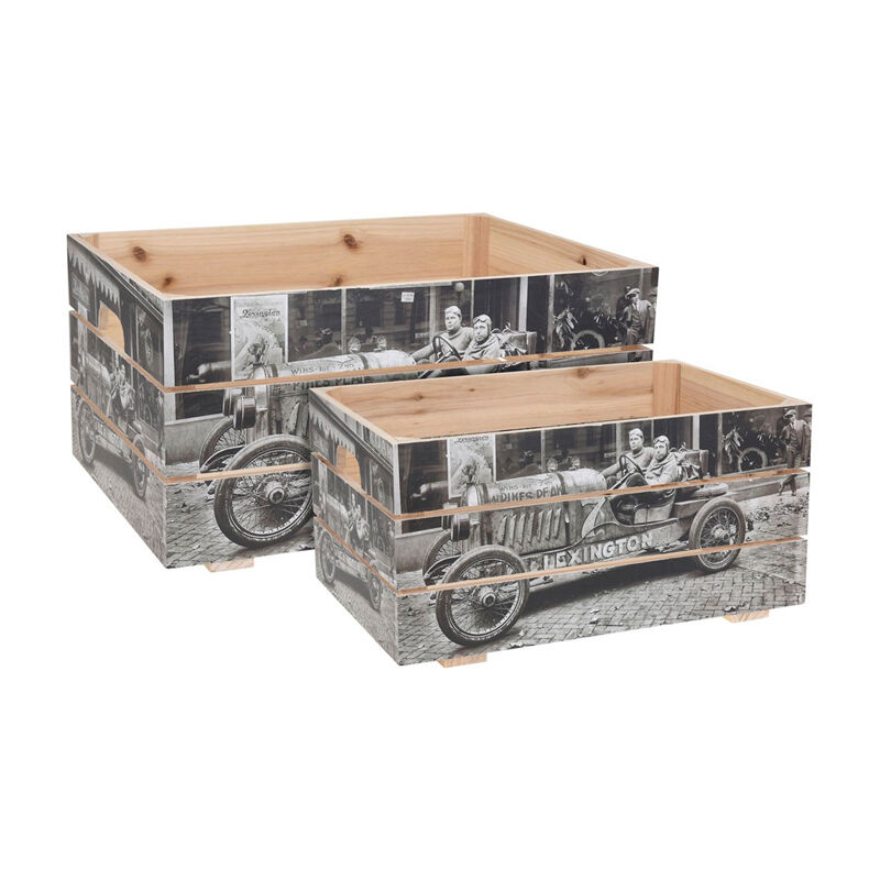 Koopman - Set de 2 cajas de madera diseño coche