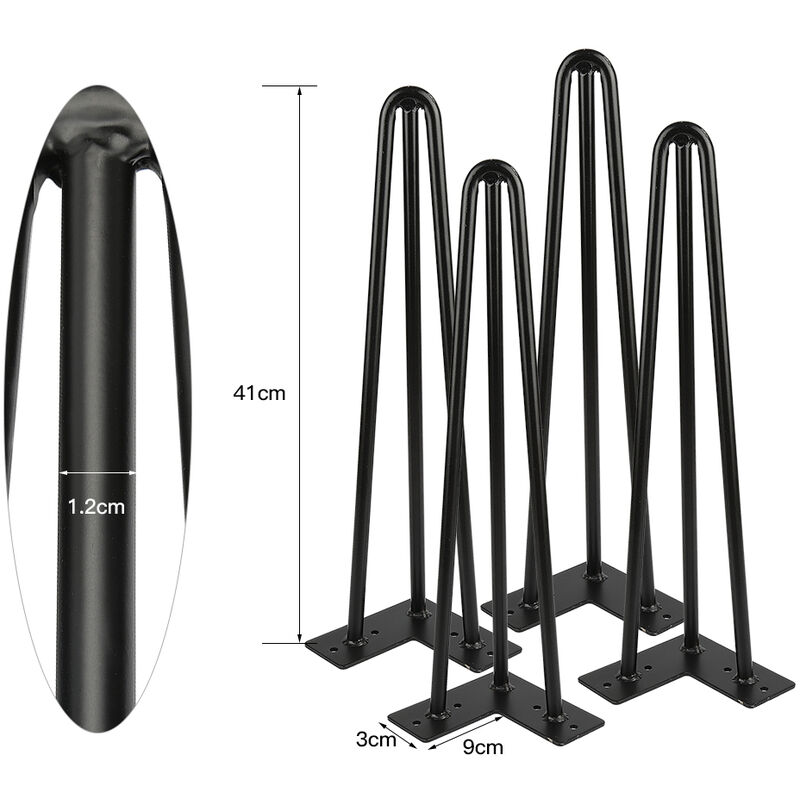 lote de 4 patas pin de 41 cm para mesa de diseño industrial - BATHRINS