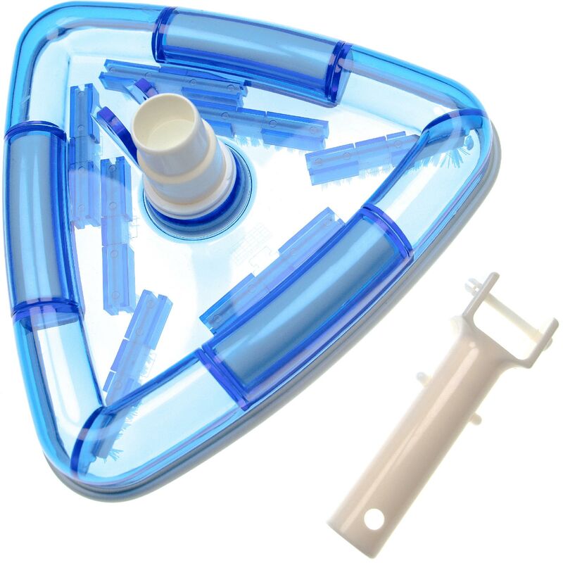 Aspirador piscina para conectar a la bomba, skimmer -aspiradora con conexión de manguera de 32/38 mm, triangular, blanco / azul (transparente) - Vhbw