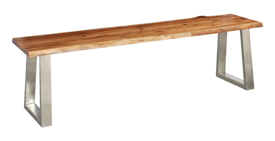 Banco de madera maciza de acacia y acero inoxidable 160 cm - ASUPERMALL