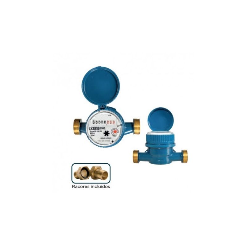 Contador agua 13mm de chorro único esfera seca - RIEGO24