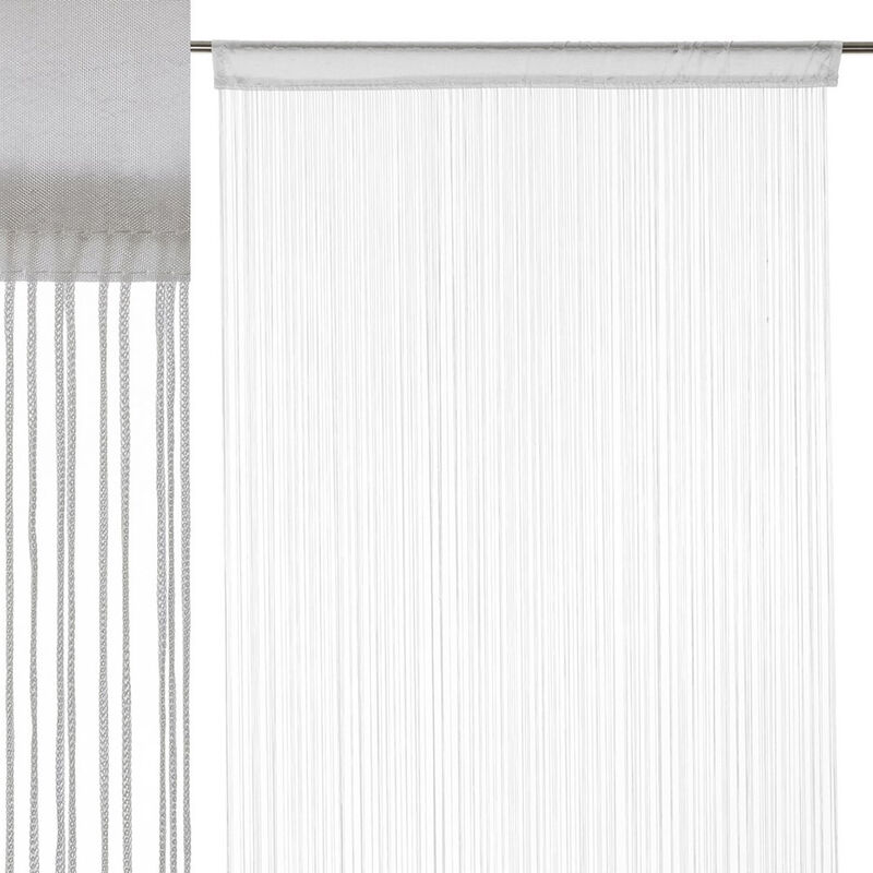 Cortina de hilos blanca clásica de poliéster de 250x90 cm - LOLAHOME