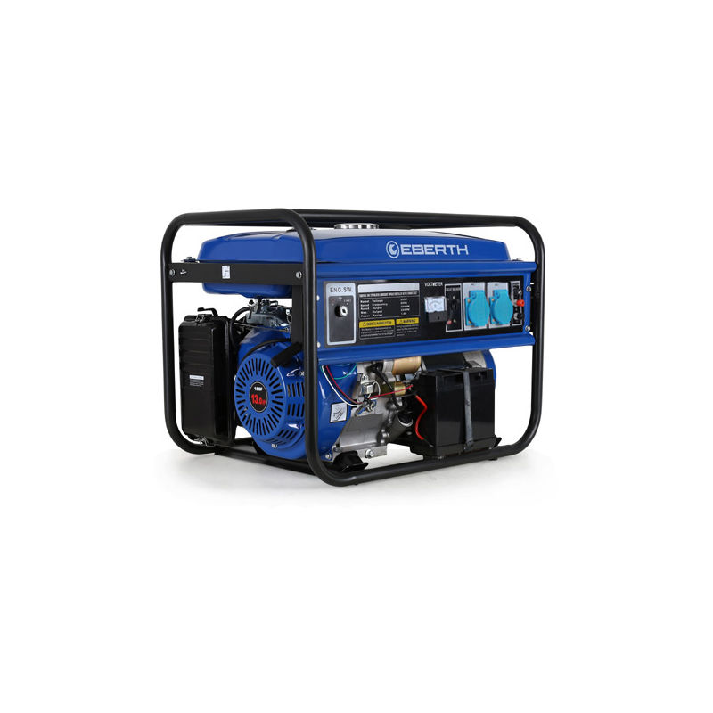 Generador de corriente (5500 vatios, Monofásico, 2x 230V, 1x 12V, E-Start, Motor de 13 hp, Regulador automático de voltaje AVR, Voltímetro) Grupo