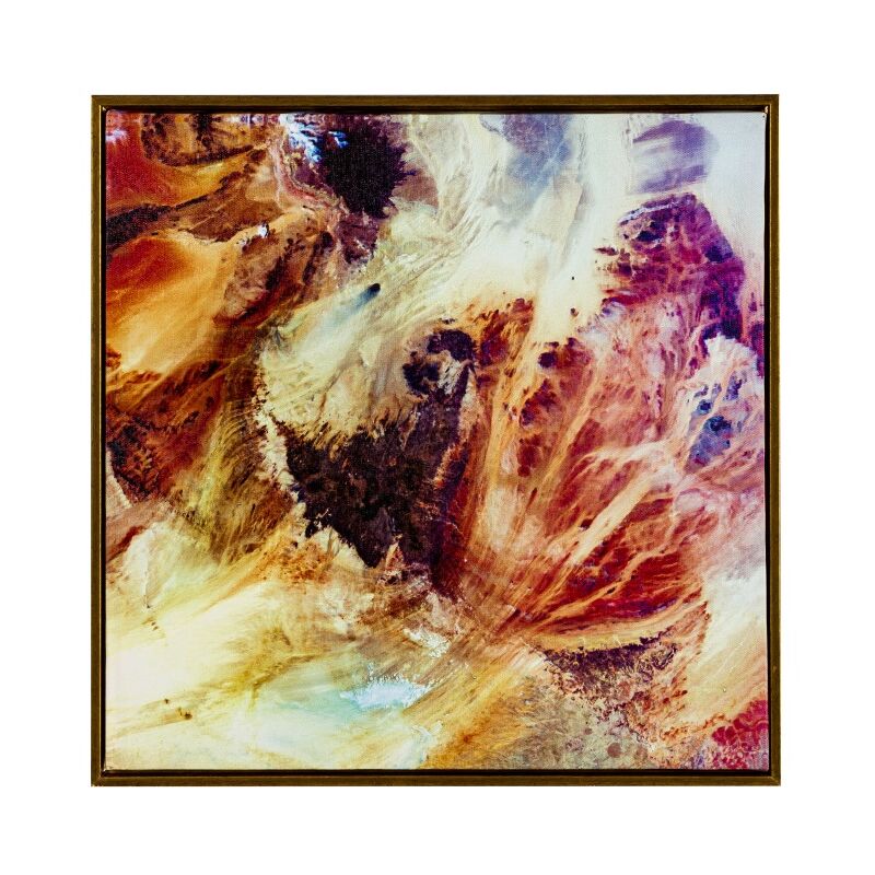 Lienzo abstracto con marco dorado de 50x50 cm