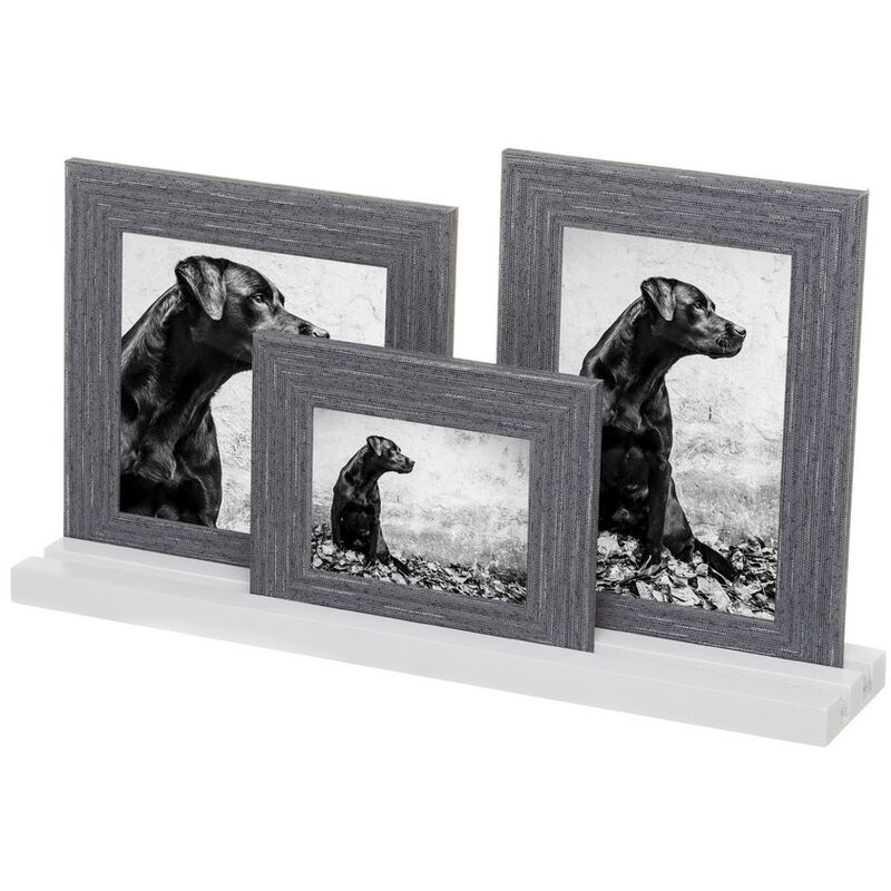Lolahome - Portafotos múltiple para 3 fotos nórdico gris de madera de 7x34 cm