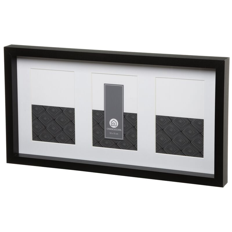 Lolahome - Portafotos múltiple para 3 fotos nórdico negro de madera MDF de 22x42 cm