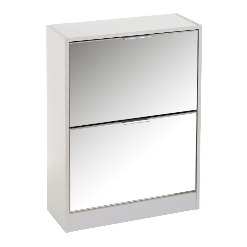 Lolahome - Zapatero blanco de madera y MDF con espejo de 2 puertas de 80x24x60 cm