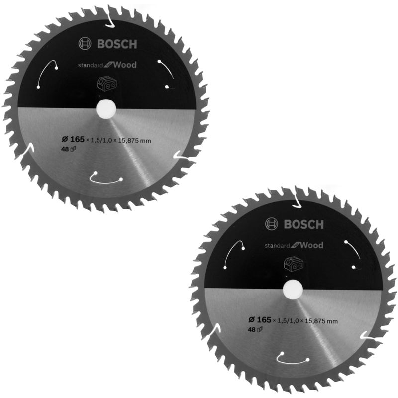 Bosch Disco de sierra circular Standard for Wood 165 x 1,5 x 15,875 mm / 48 dientes - 2 unidades ( 2x 2608837683 )