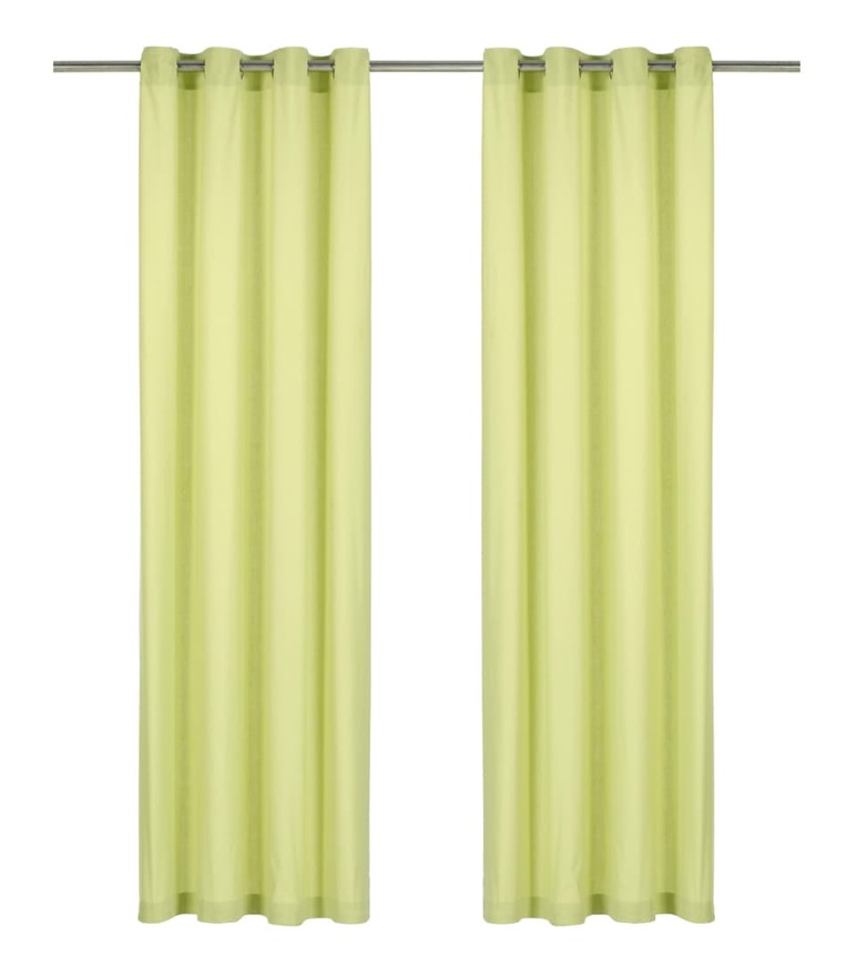 Cortinas con anillas de metal 2 uds algodon verde 140x245 cm - ASUPERMALL