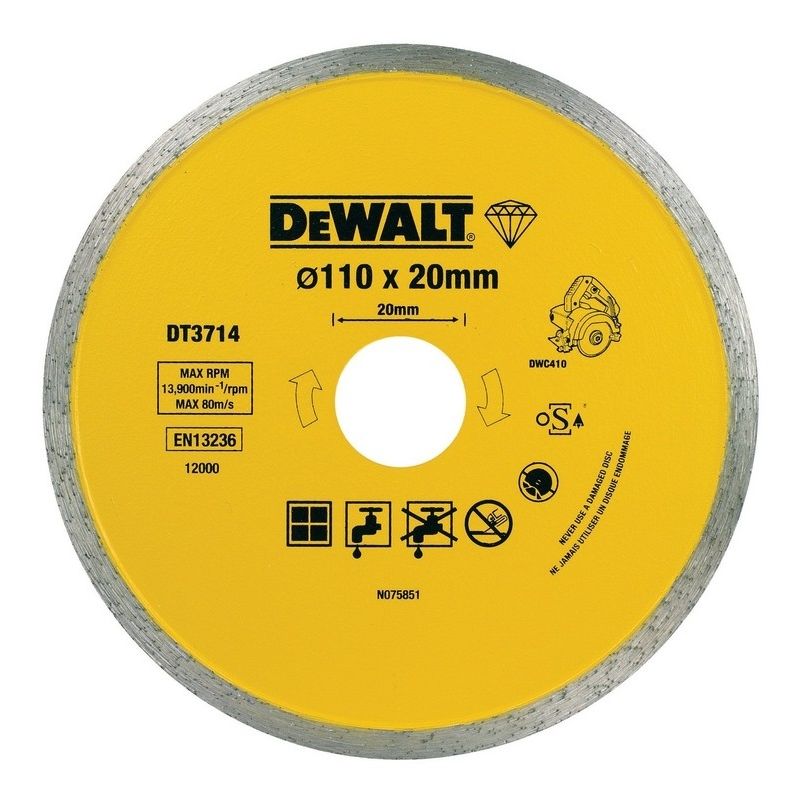 DT3714-QZ Disco de diamante para corte en seco y en húmedo de azulejo 110mm - Dewalt