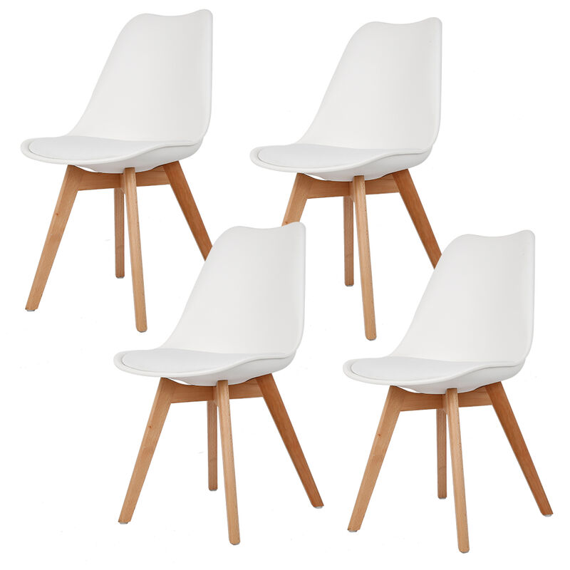 lote de 4 sillas escandinavas - Diseño contemporáneo nórdico y escandinavo-BLANCO - BATHRINS