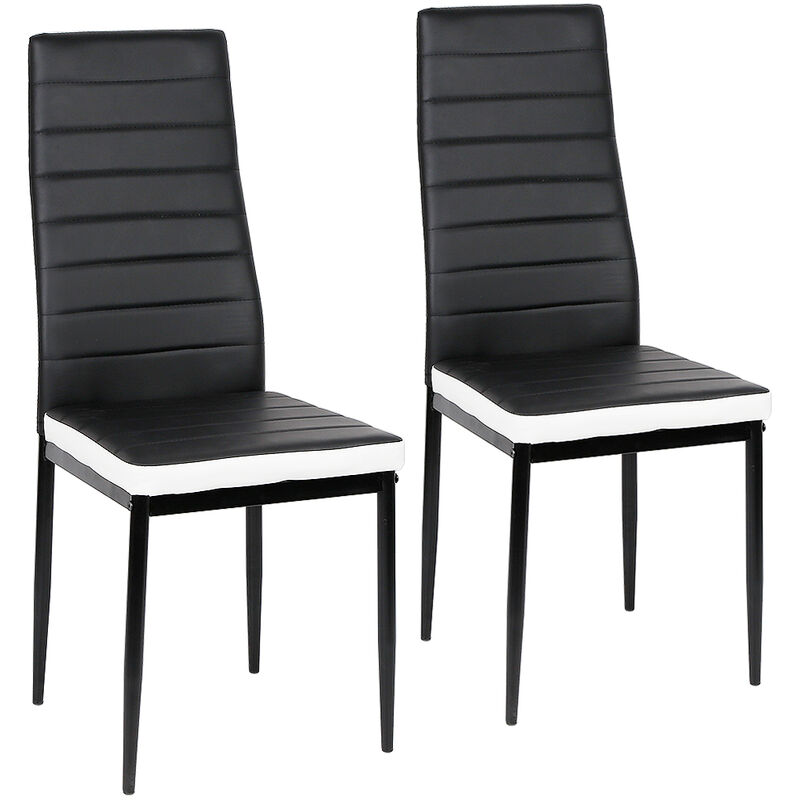lote de 4 sillas ROMANE negras con banda blanca para comedor - BATHRINS
