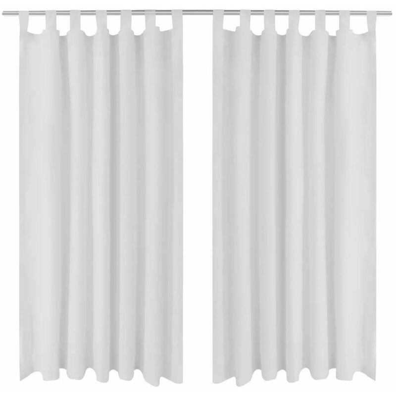 2 cortinas blancas micro-satinadas con trabillas, 140 x 175 cm HAXD00263 - HOMMOO