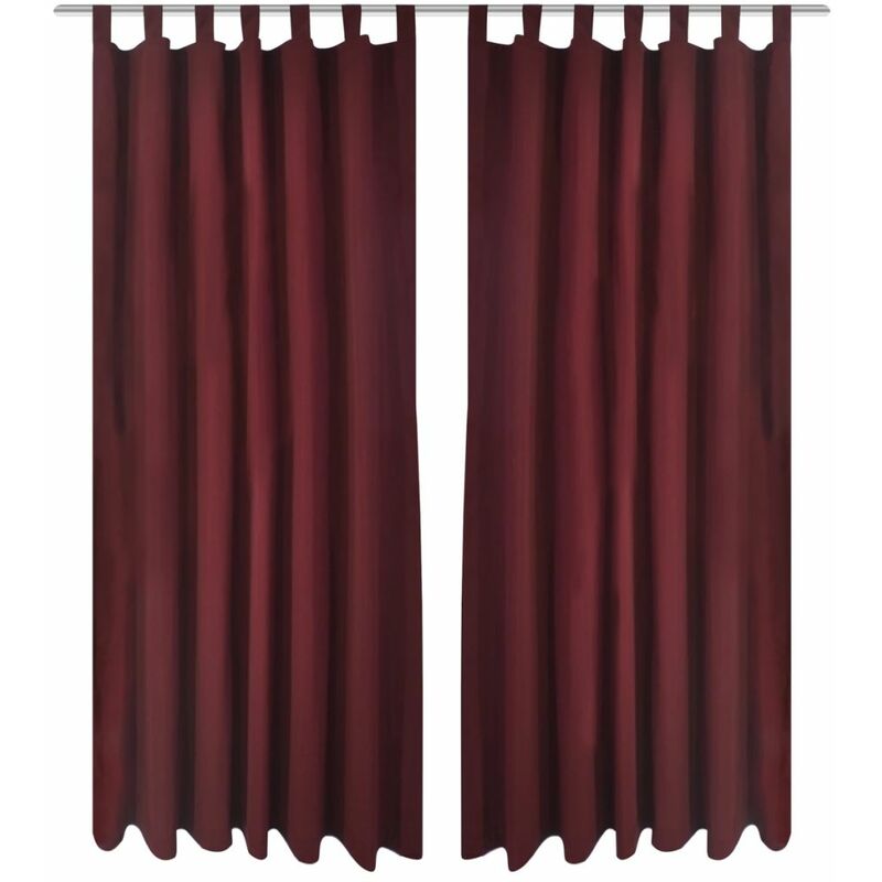 2 cortinas micro-satinadas con trabillas color burdeos, 140 x 245 cm HAXD00268 - HOMMOO