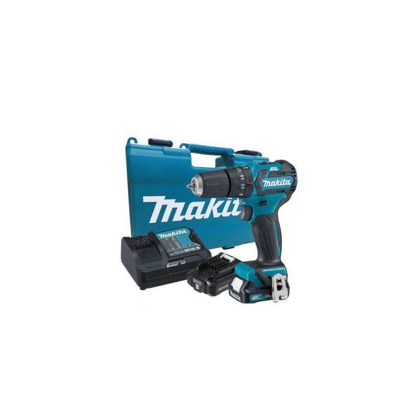 Makita - Taladro Percutor sin escobillas 12Vmax CXT BL 10mm con 2 baterías y maletín HP332DSAE