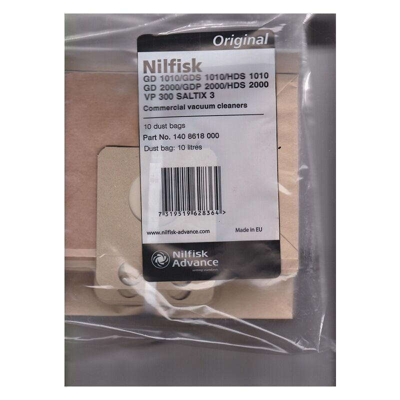 Nilfisk -10 bolsas de 10 litros para aspiradoras nilfisk