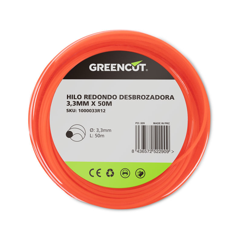 Greencut - Hilo redondo 3,3mm x 50m desbrozadora
