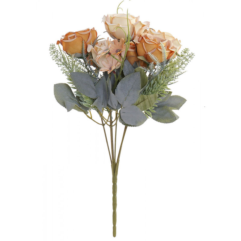 Hogar Y Mas - Ramo de Flores Artificiales Decoración, Ramo de Rosas, Decoración Elegante y Moderna 20X30cm - Hogar y Más Naranja