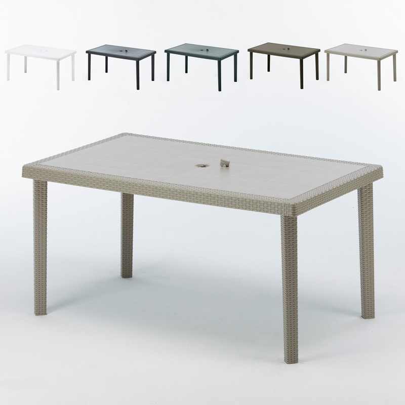 Mesas de poliratán rectangulares 150x90 BOHÈME oferta stock 12 piezas  Beige - Grand Soleil