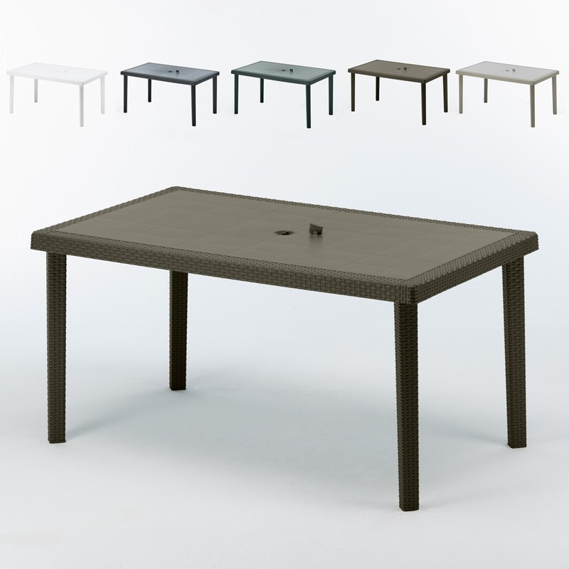 Mesas de poliratán rectangulares 150x90 BOHÈME oferta stock 12 piezas  Marrón - Grand Soleil