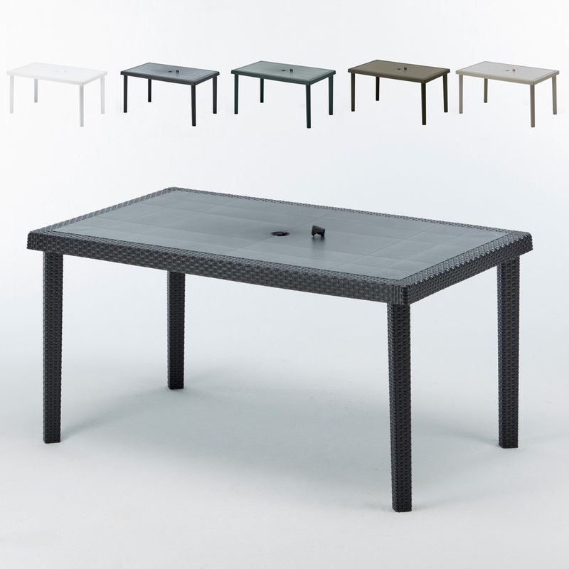 Mesas de poliratán rectangulares 150x90 BOHÈME oferta stock 12 piezas  Negro - Grand Soleil