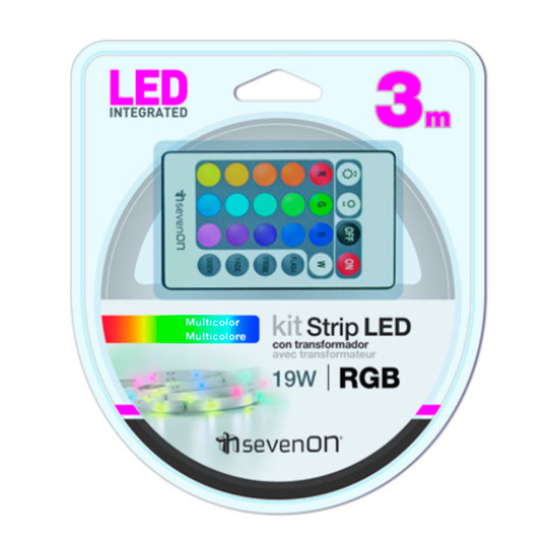 7hsevenon - Tira LED adhesiva de colores c/mando 3m