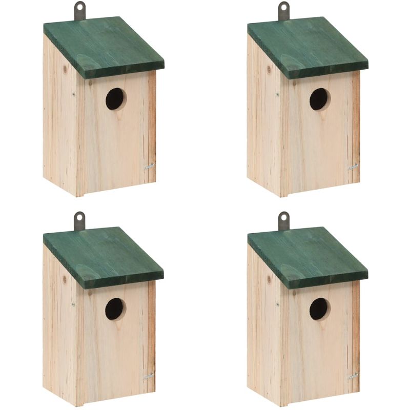 Casa para pájaros 4 unidades madera 12x12x22 cm - VIDAXL