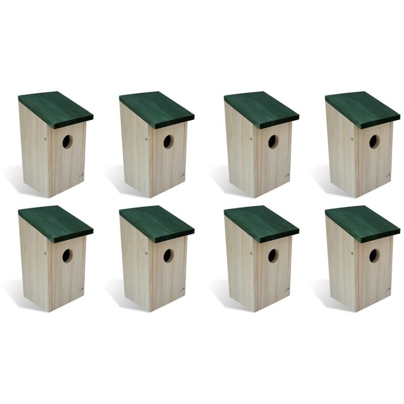 Casa para pájaros 8 unidades madera 12x12x22 cm - Beige - Vidaxl