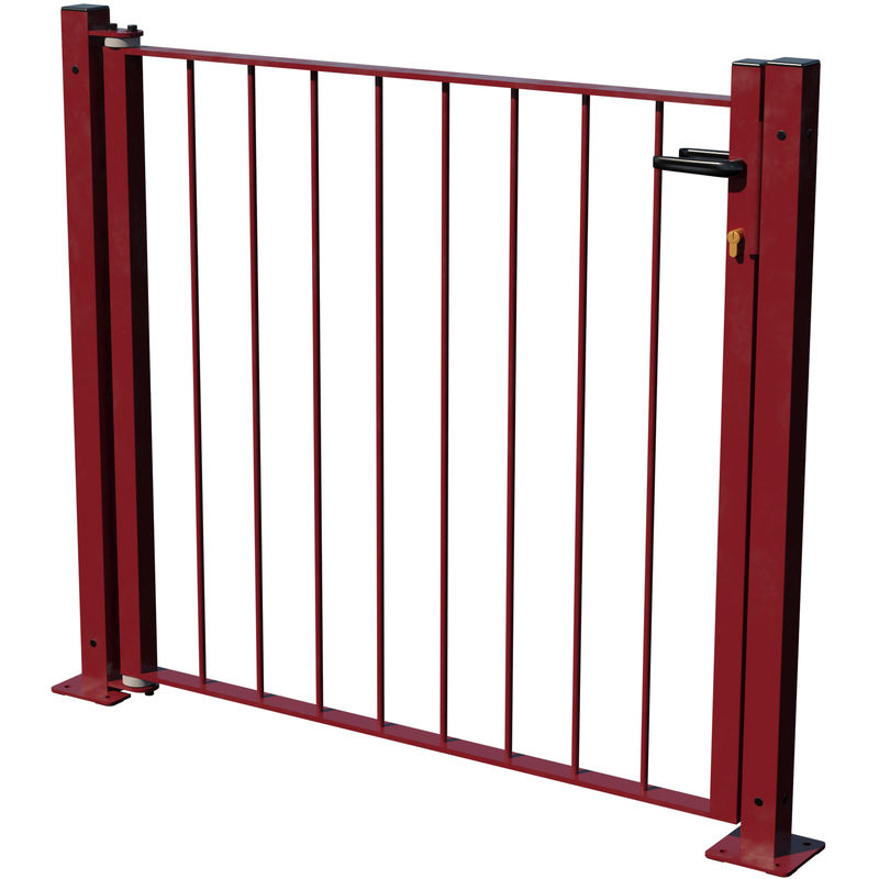 Kit de Puerta Peatonal Para Barandila Exterior doorSELF - Barrotes 1160X935Mm Mod. Briconadal Granate