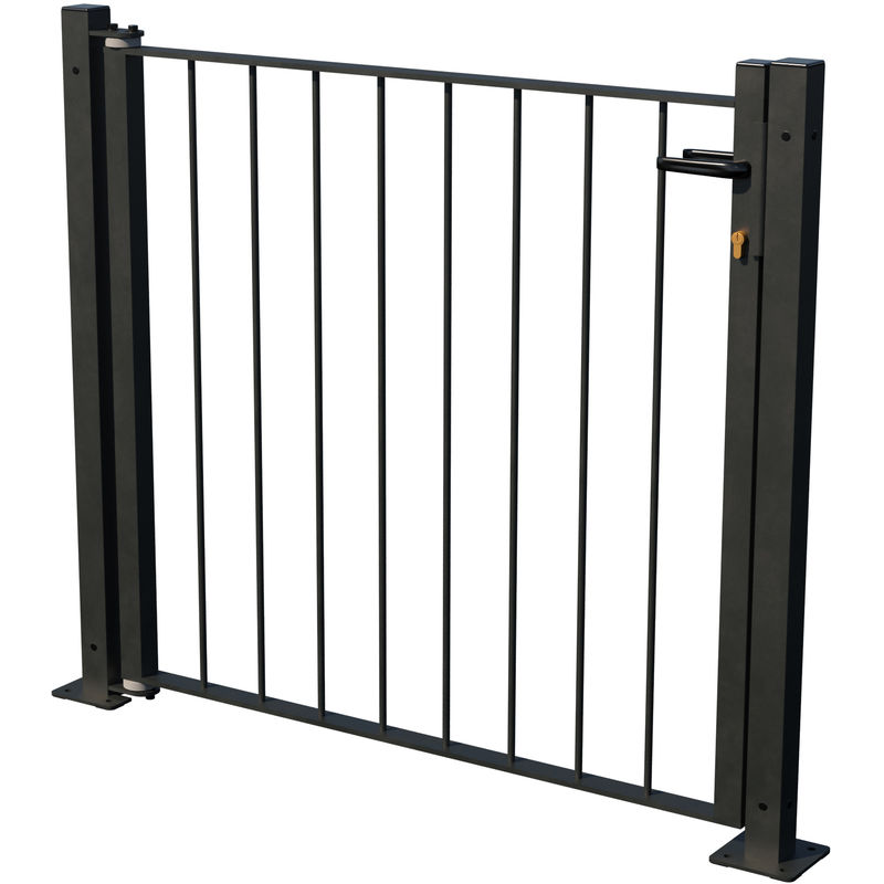 Kit de Puerta Peatonal Para Barandila Exterior doorSELF - Barrotes 1160X935Mm Mod. Briconadal Gris Forja