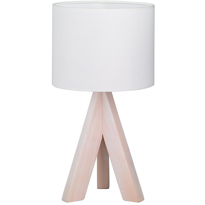 Lámpara de sobremesa de madera y tela blanca modelo Ging E14 ( R50741001) - Trio Lighting