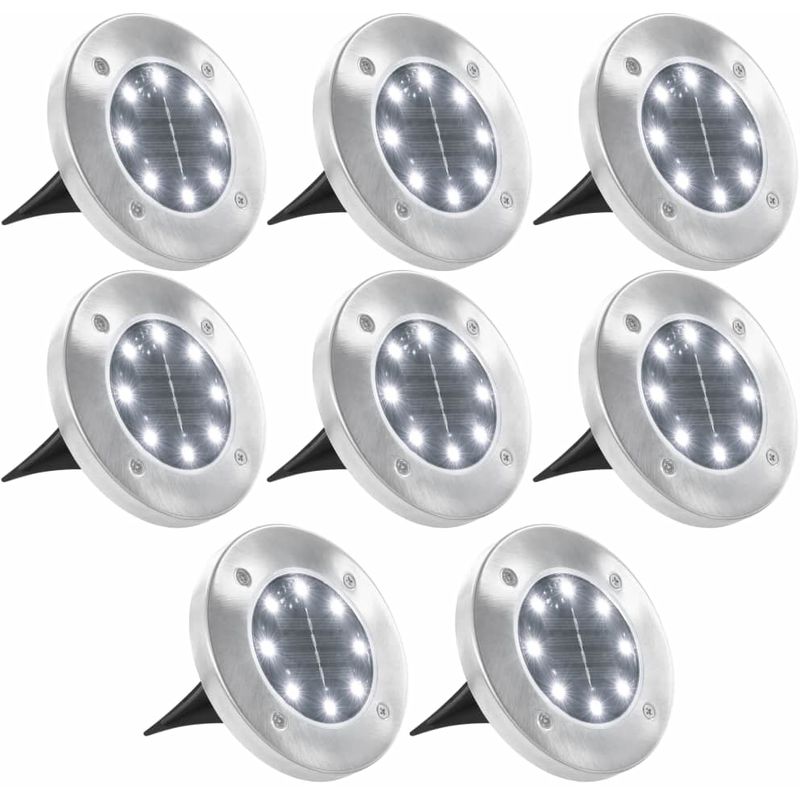 vidaXL Lámparas solares de suelo 8 uds luces LED blancas - Blanco