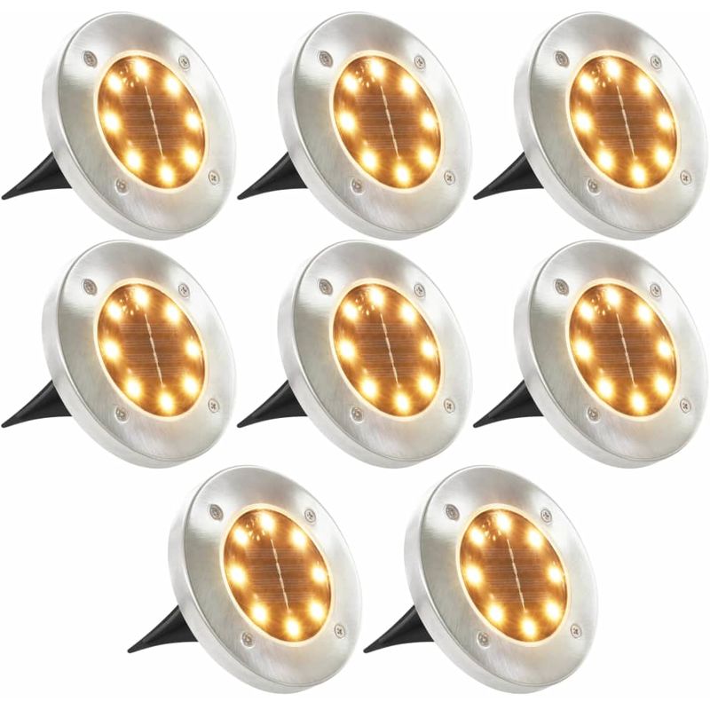 Lámparas solares de suelo 8 uds luces LED blanco cálido - Hommoo