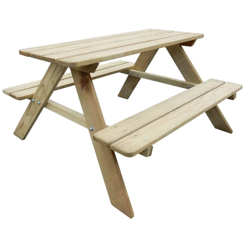 Mesa de picnic para niños madera de pino 89x89,6x50,8 cm - Beige - Vidaxl