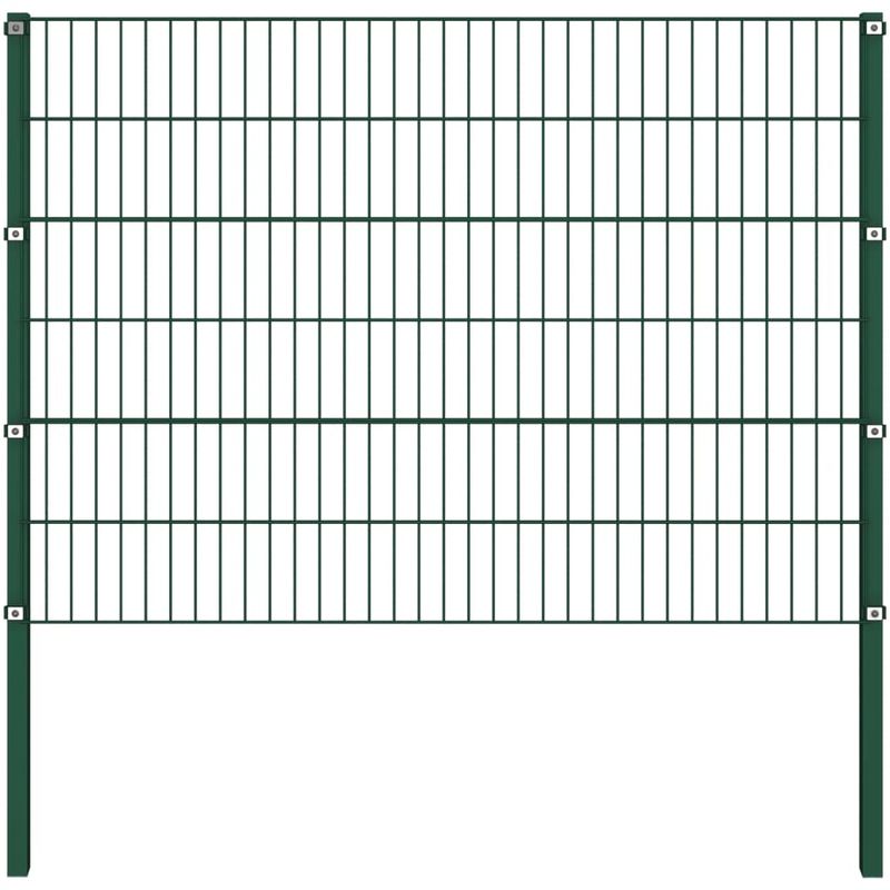 Panel de valla con postes hierro verde 1,7x1,2 m - VIDAXL