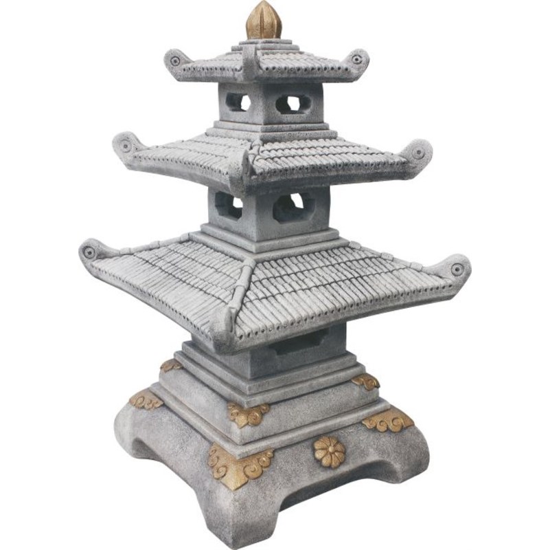 Figura decorativa Pagoda 48x80cm. hormigón-piedra Natural musgo