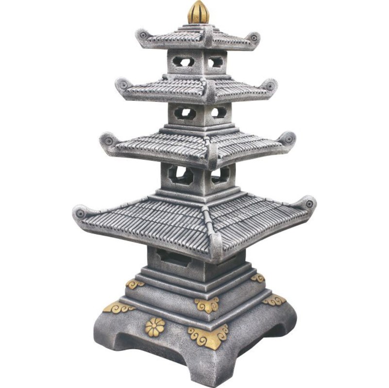 Figura decorativa Pagoda 48x94cm. hormigón-piedra Natural musgo