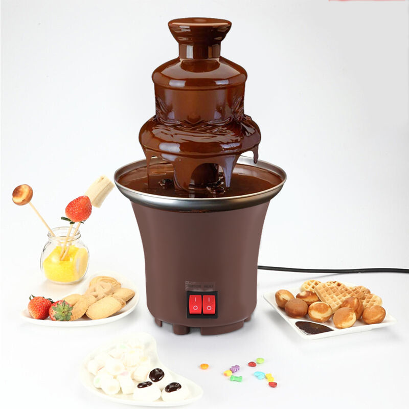 Fuente de Chocolate de 3 Niveles - Mini portáti l base de Acero Inoxidable  45W 【Marrón】 - OOBEST