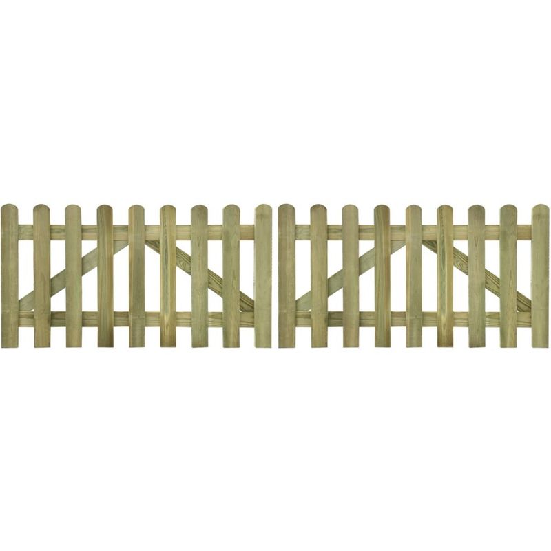 Puerta de valla 2 unidades madera impregnada 300x80 cm - Hommoo