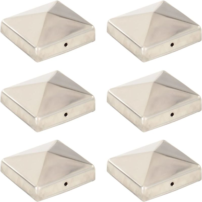 Tapas piramidales postes valla 6 uds acero inoxidable 81x81 mm - VIDAXL