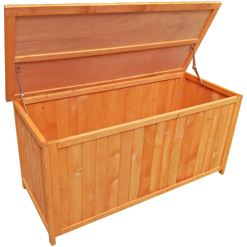 Baúl madera pino jardín almacenaje exterior caja terraza balcón mobiliario orden - WILTEC