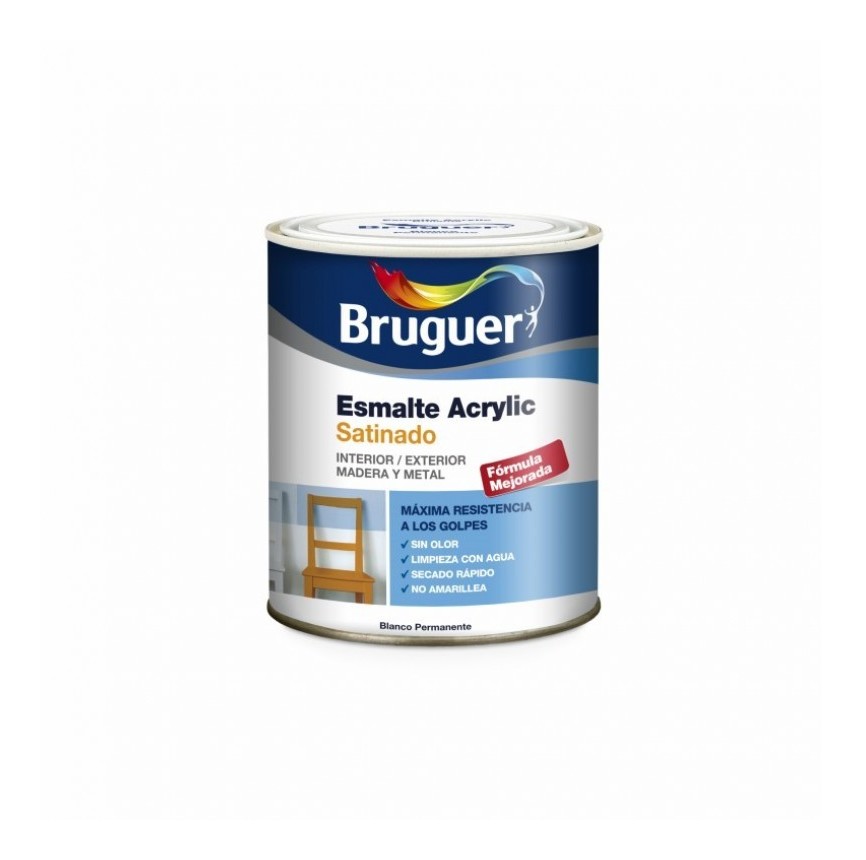 Esmalte acril sat. 750 ml bl/hu int/ext s/olor - Bruguer