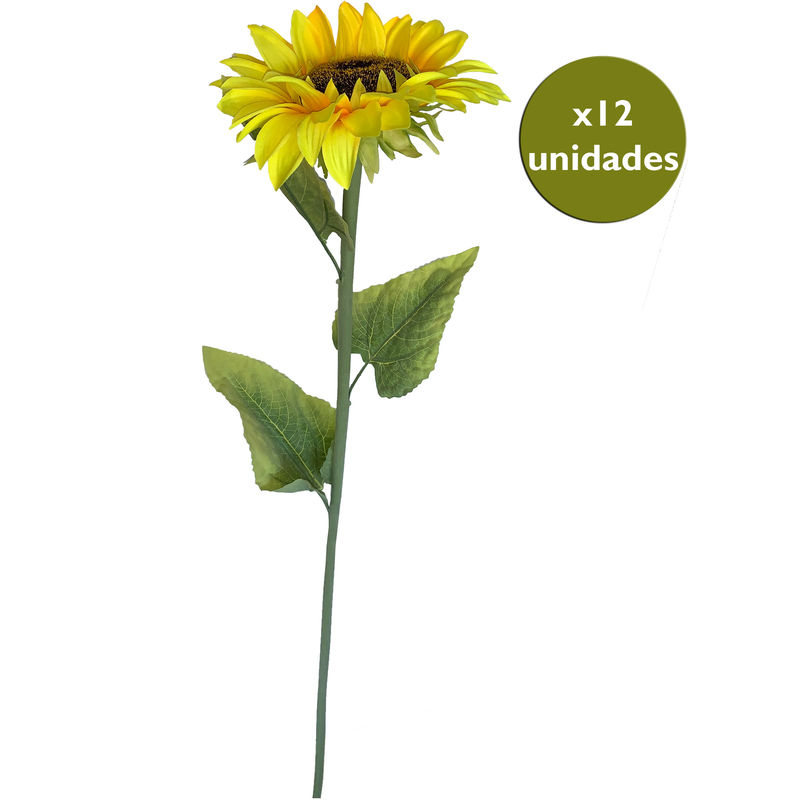 Pack 12 girasoles gigantes artificiales de 106 cm de altura de 24 cm. - WELLHOME