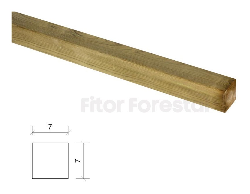 Poste de madera cuadrado tratado y 7x7x130cm - FITOR FORESTAL