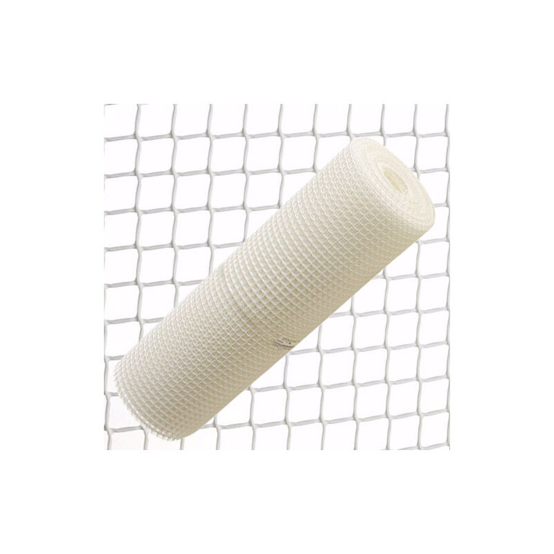 Tela cuadrada plastico 0,5 cm. x 1 metro. blanca rollo 25 metros