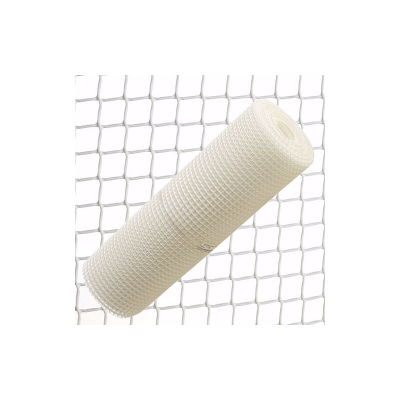 Tela cuadrada plastico 1,0 cm. x 1 metro. blanca rollo 25 metros
