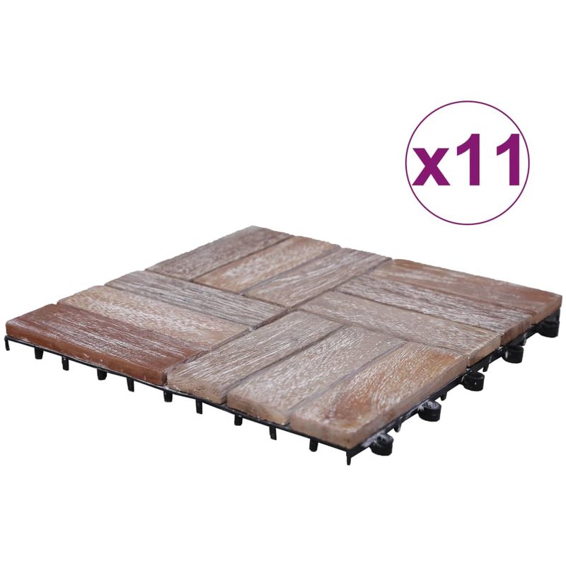 Baldosas de terraza 11 uds madera maciza reciclada 30x30 cm - Marrón - Vidaxl